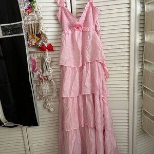 Pink Tiered Maxi Dress